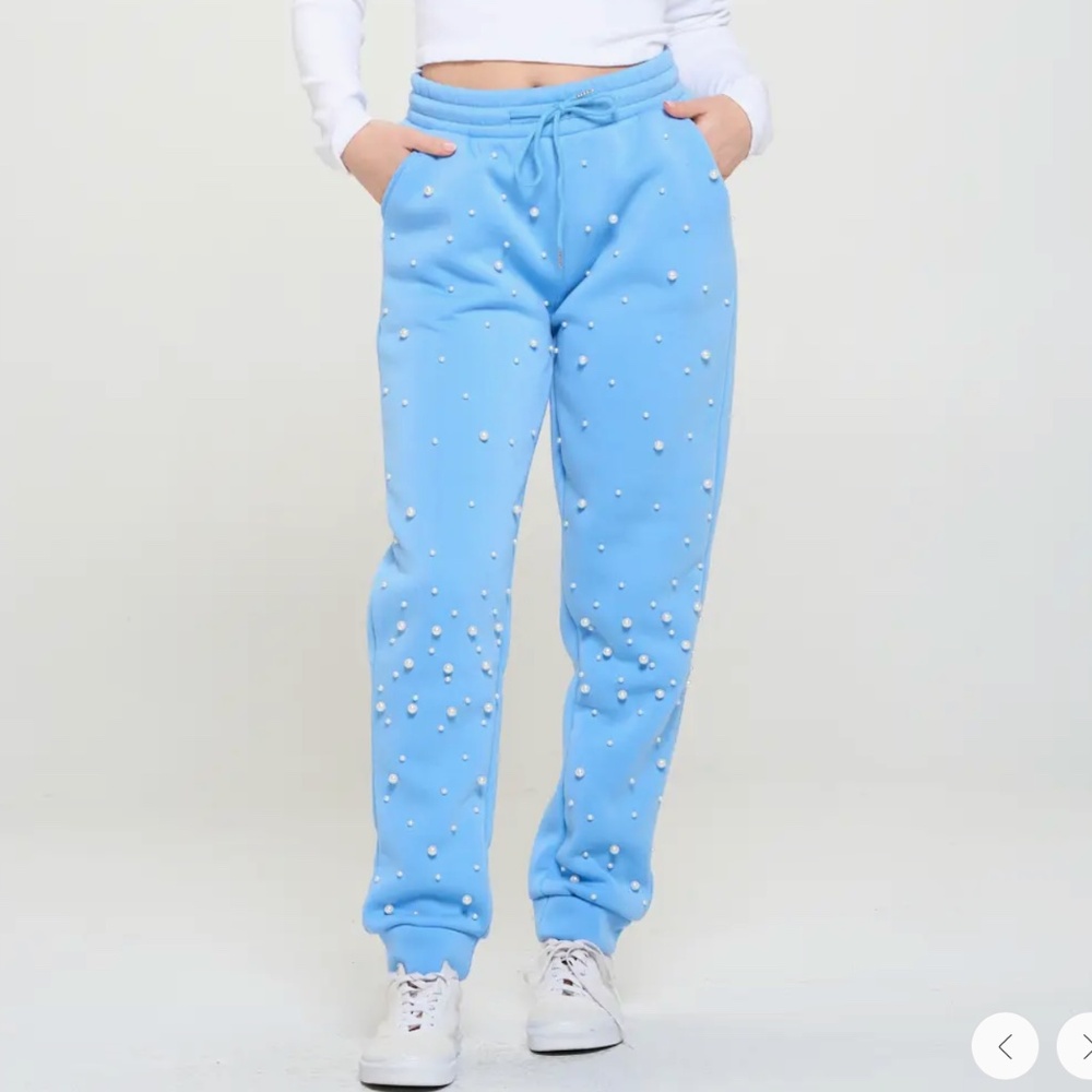 NWT OTOS pearl-beaded activewear joggers